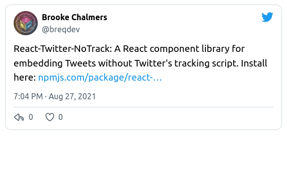 React Twitter NoTrack